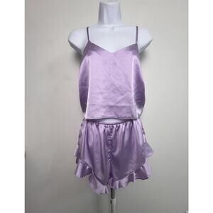 Missguided Women's 2 Piece Purple Pajamas Set Shorts/Cropped Tank Size 8